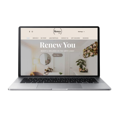 Renew You website shown on a laptop screen